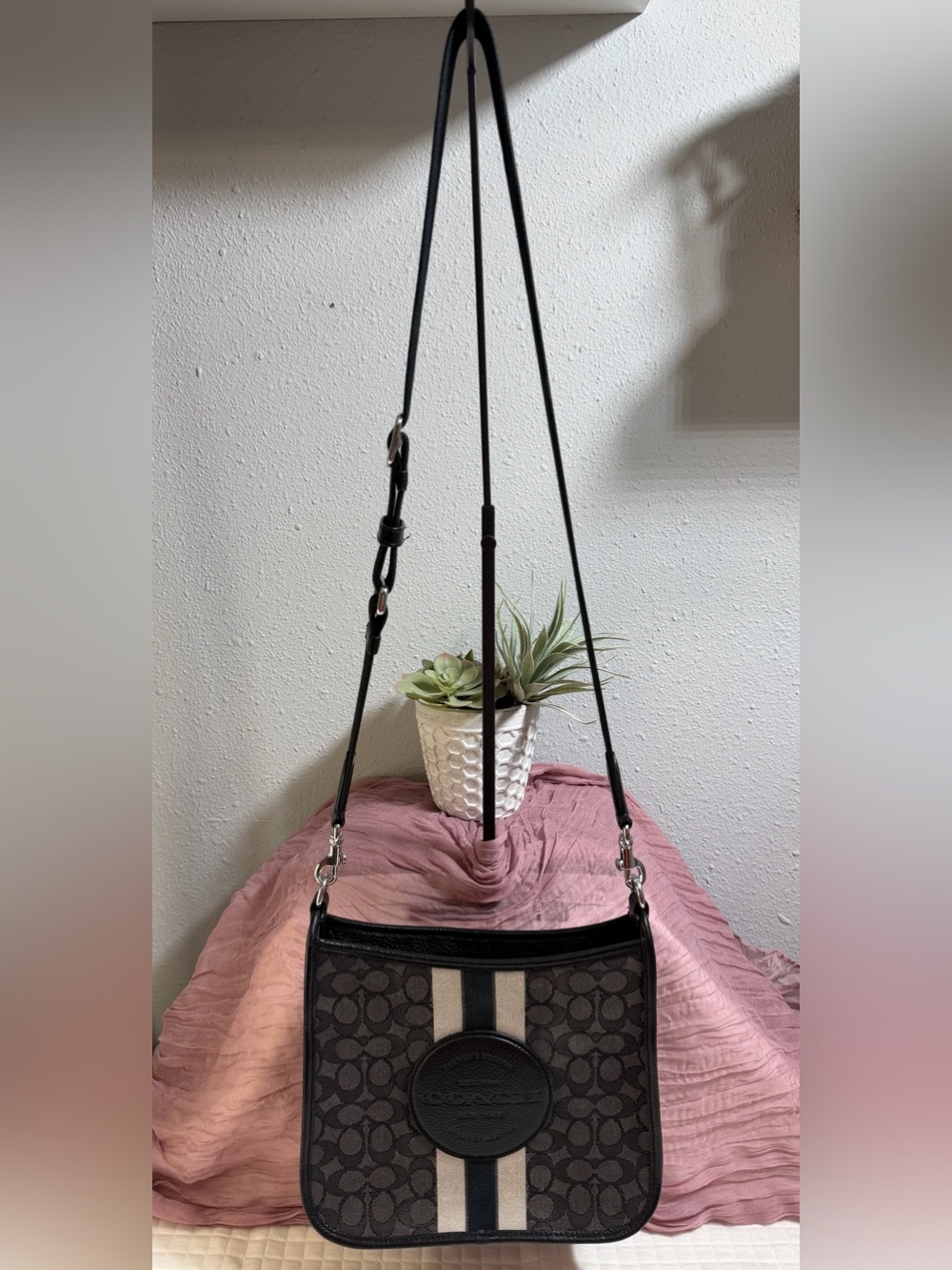 Coach Black Dempsey Signature Jacquard File Crossbody Bag